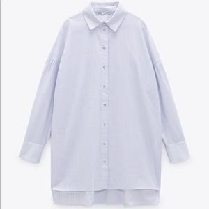 Blue & white oversized poplin shirt